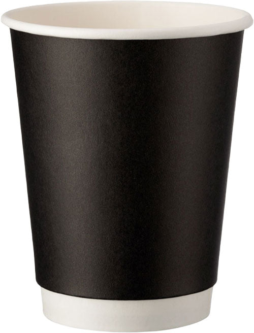 12oz Black Smooth Double Wall Coffee Cups