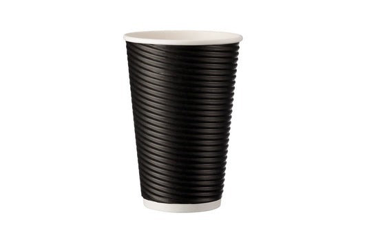 16oz Black Ripple Wall Coffee Cups
