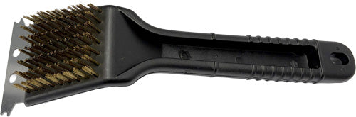Wire Grill Brush With Metal Scraper (Black Handle)